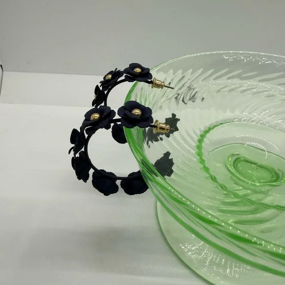 Anthropologie Navy Blue and Gold Statement Earrings - Picture 3 of 5